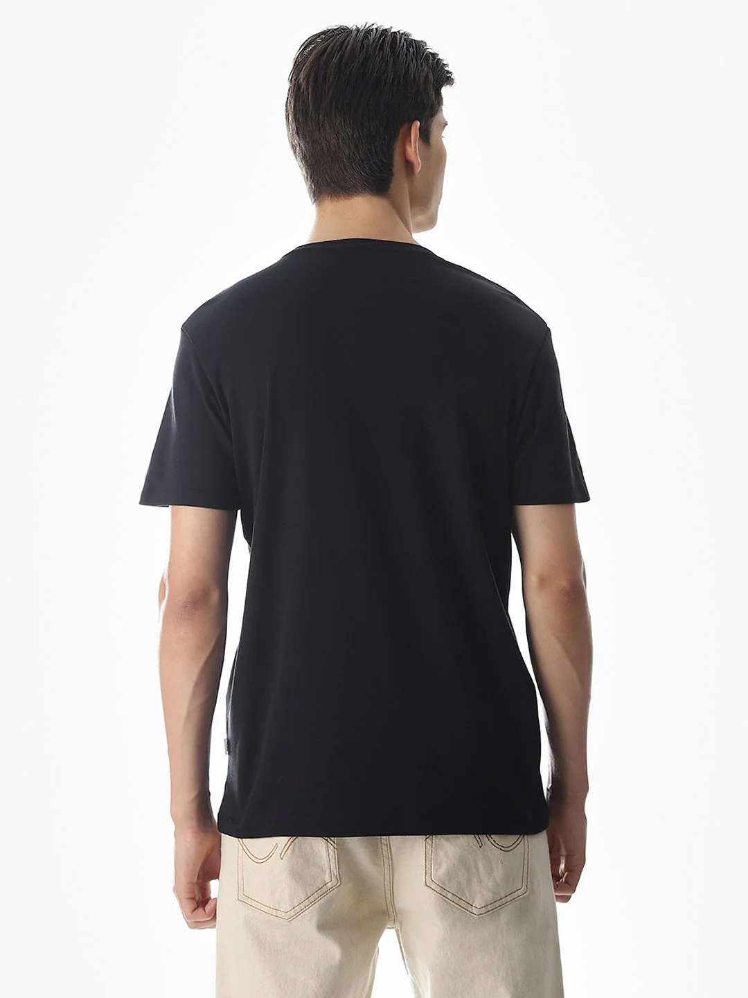 Black Embroidered Print Cotton T-shirt - Image 4