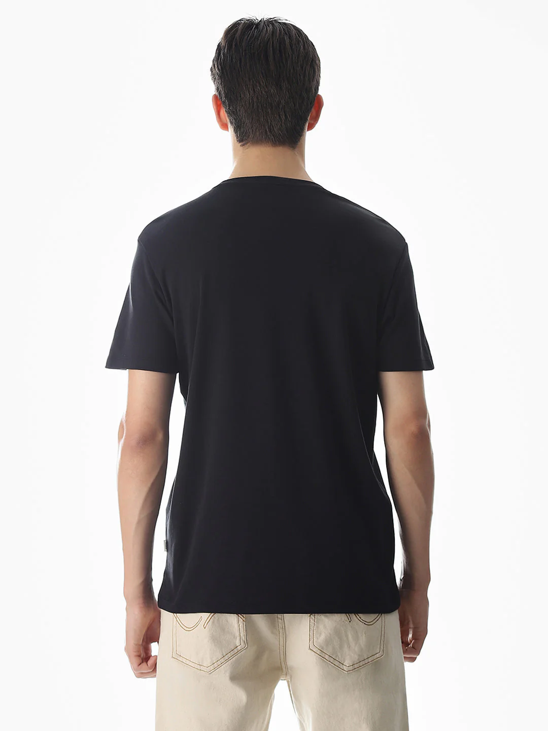 Black Embroidered Print Cotton T-shirt - Image 9