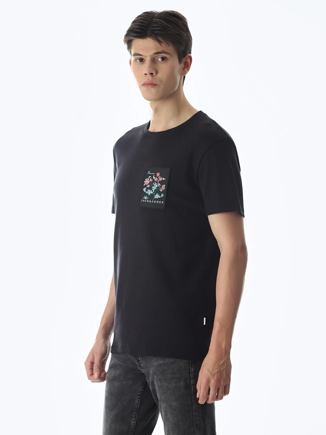 Black Applique Patchwork T-shirt - Image 3