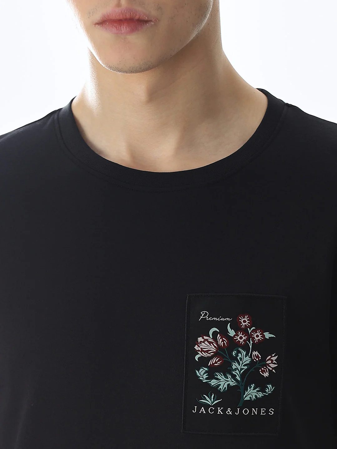 Black Applique Patchwork T-shirt - Image 5