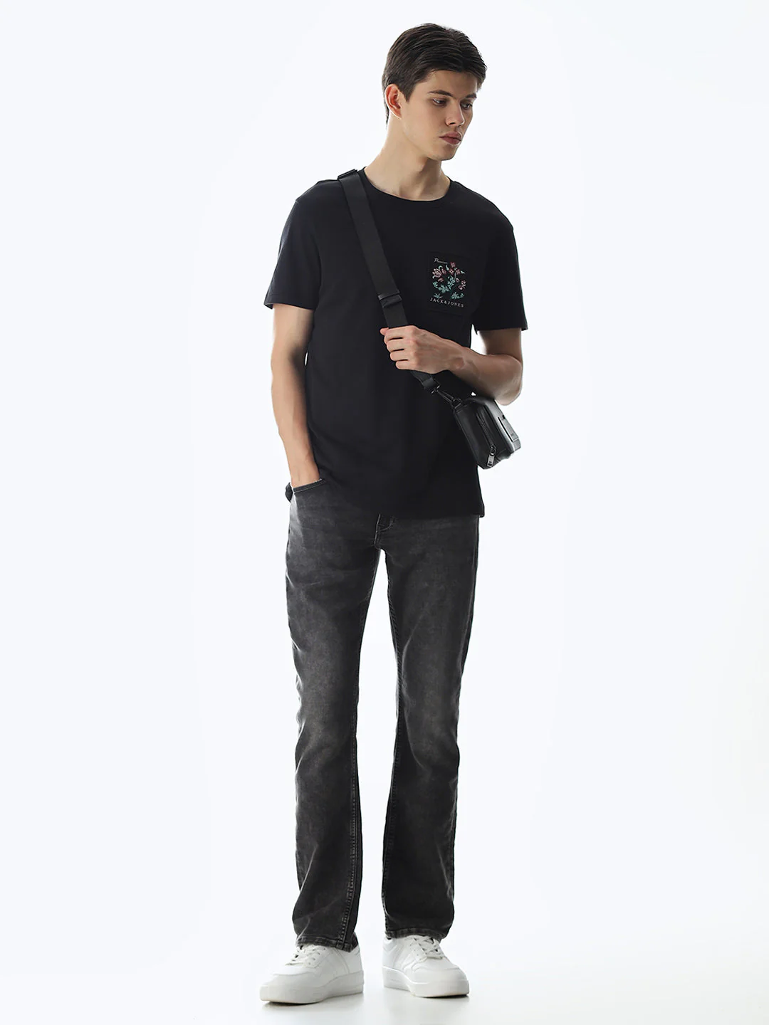 Black Applique Patchwork T-shirt - Image 6