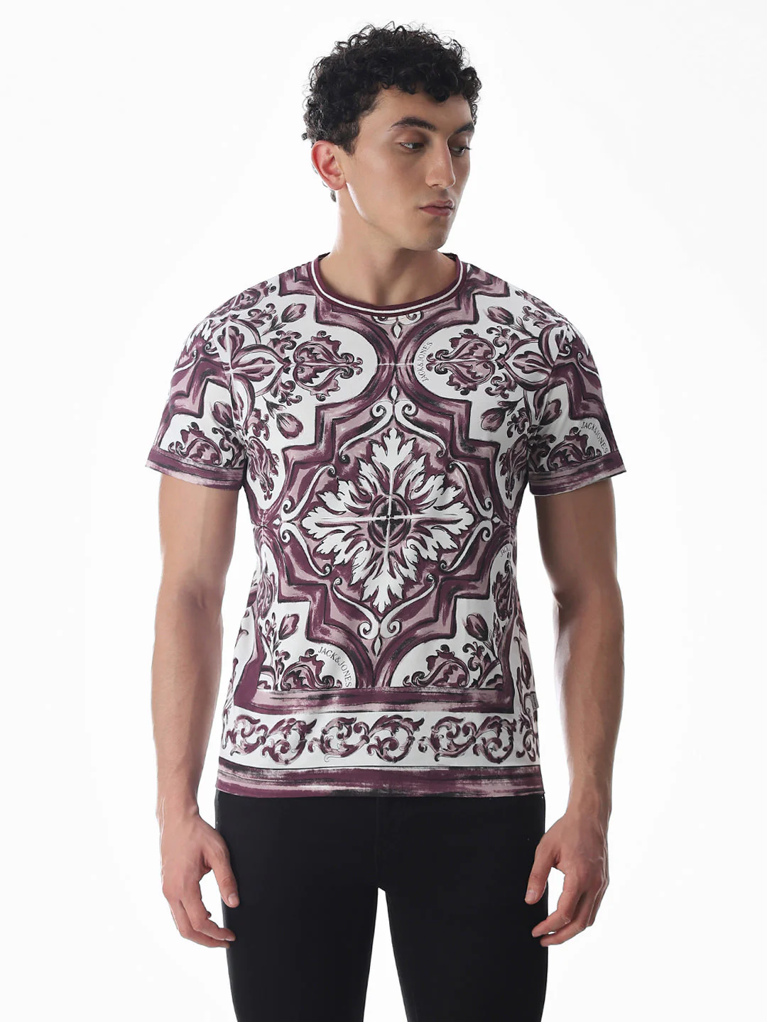 White Abstract Print T-shirt - Image 2