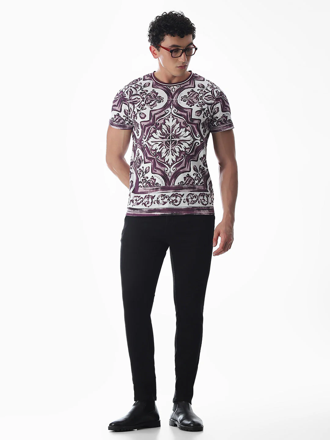 White Abstract Print T-shirt - Image 6