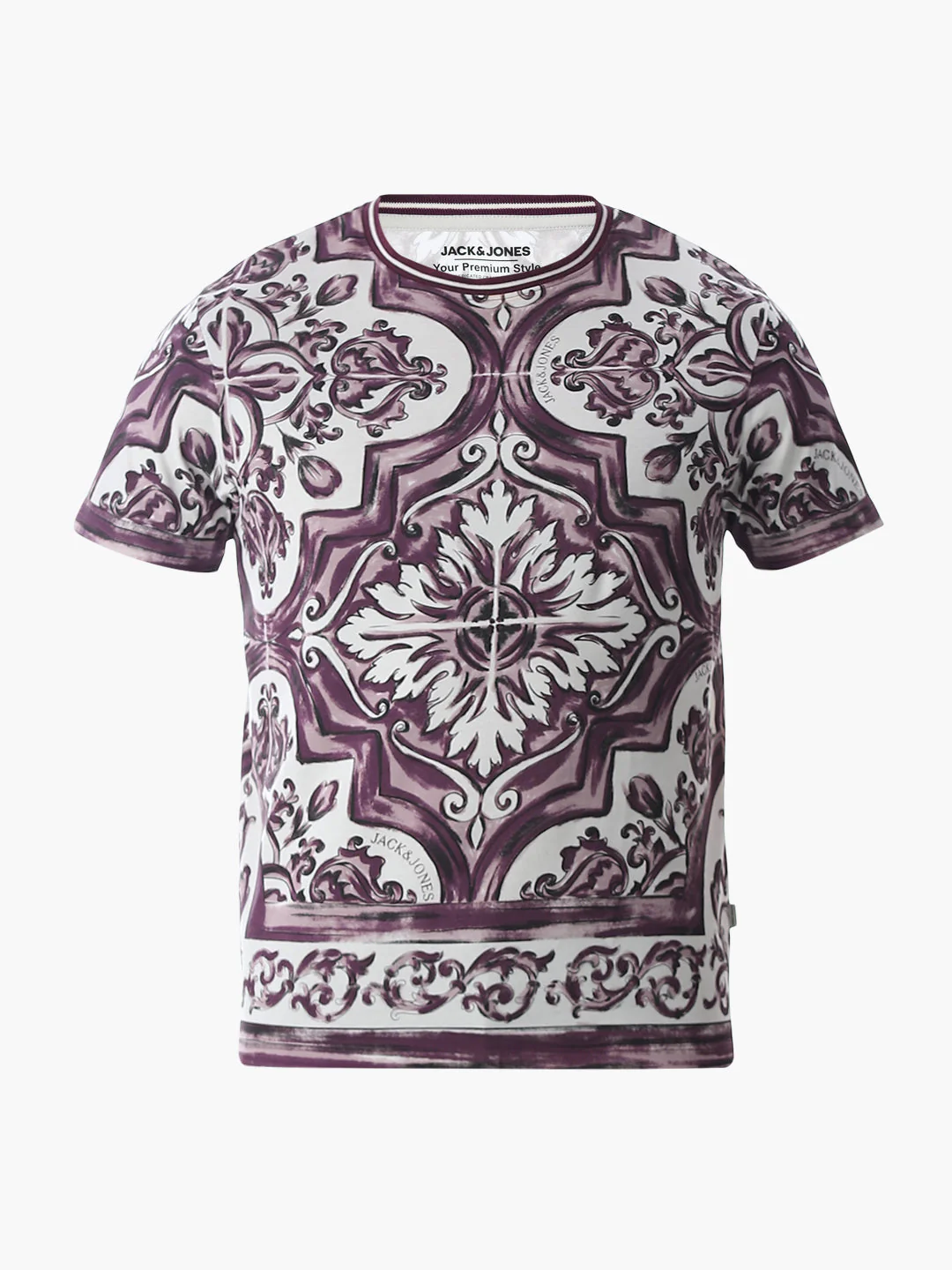 White Abstract Print T-shirt - Image 7