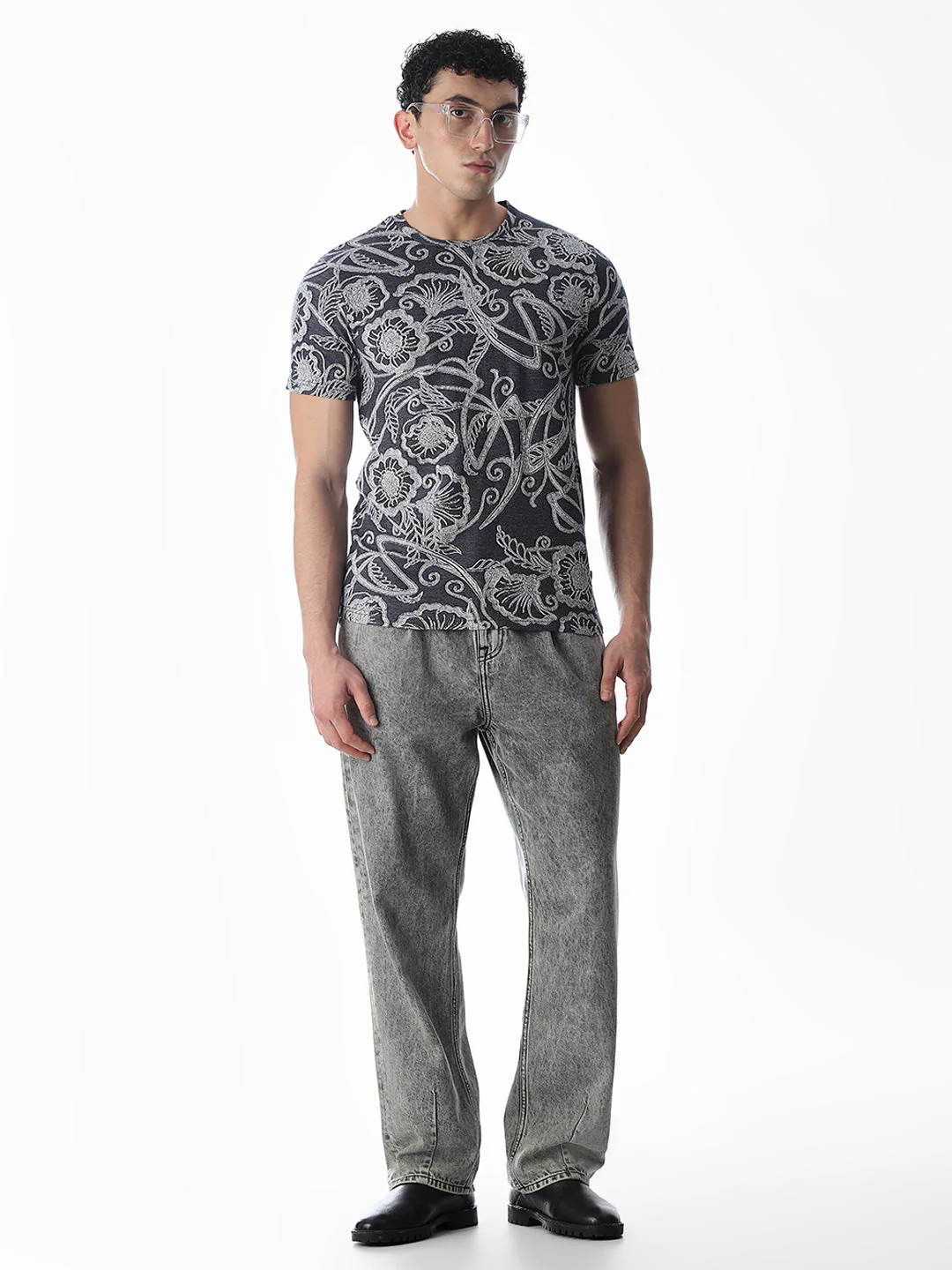 Jacquard Printed Cotton T-shirt - Image 6