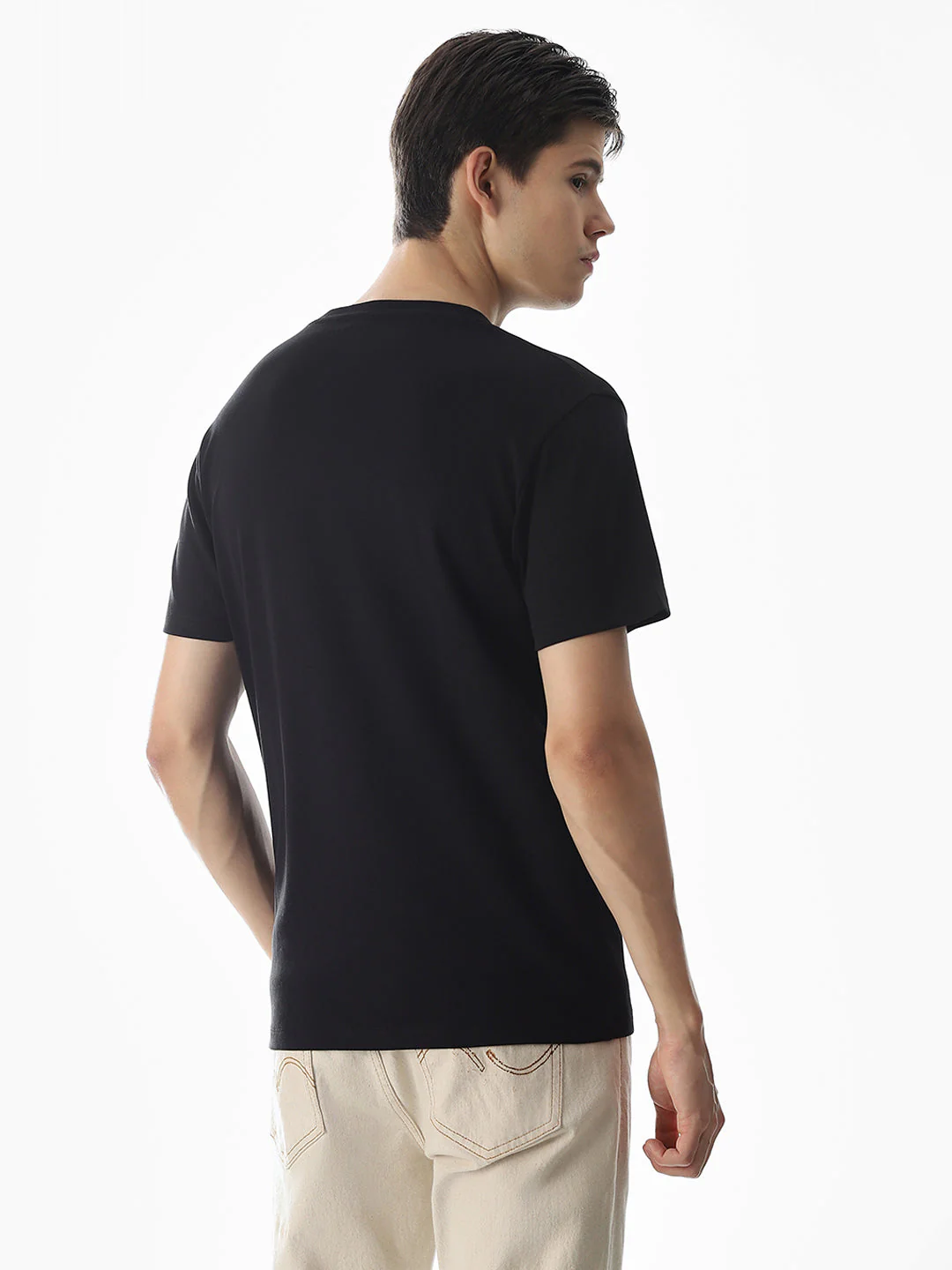 Black Embroidered Cotton T-shirt - Image 4