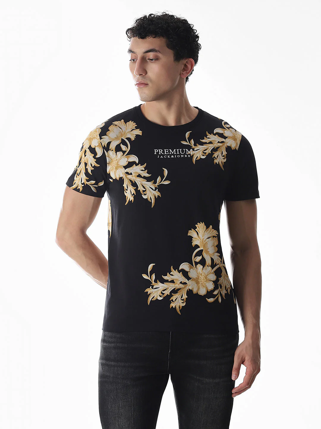 Black Printed Cotton T-shirt - Image 2