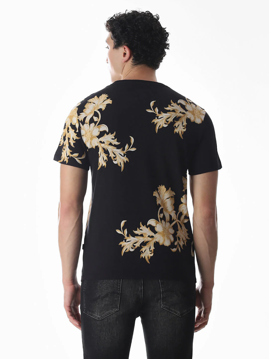 Black Printed Cotton T-shirt - Image 4