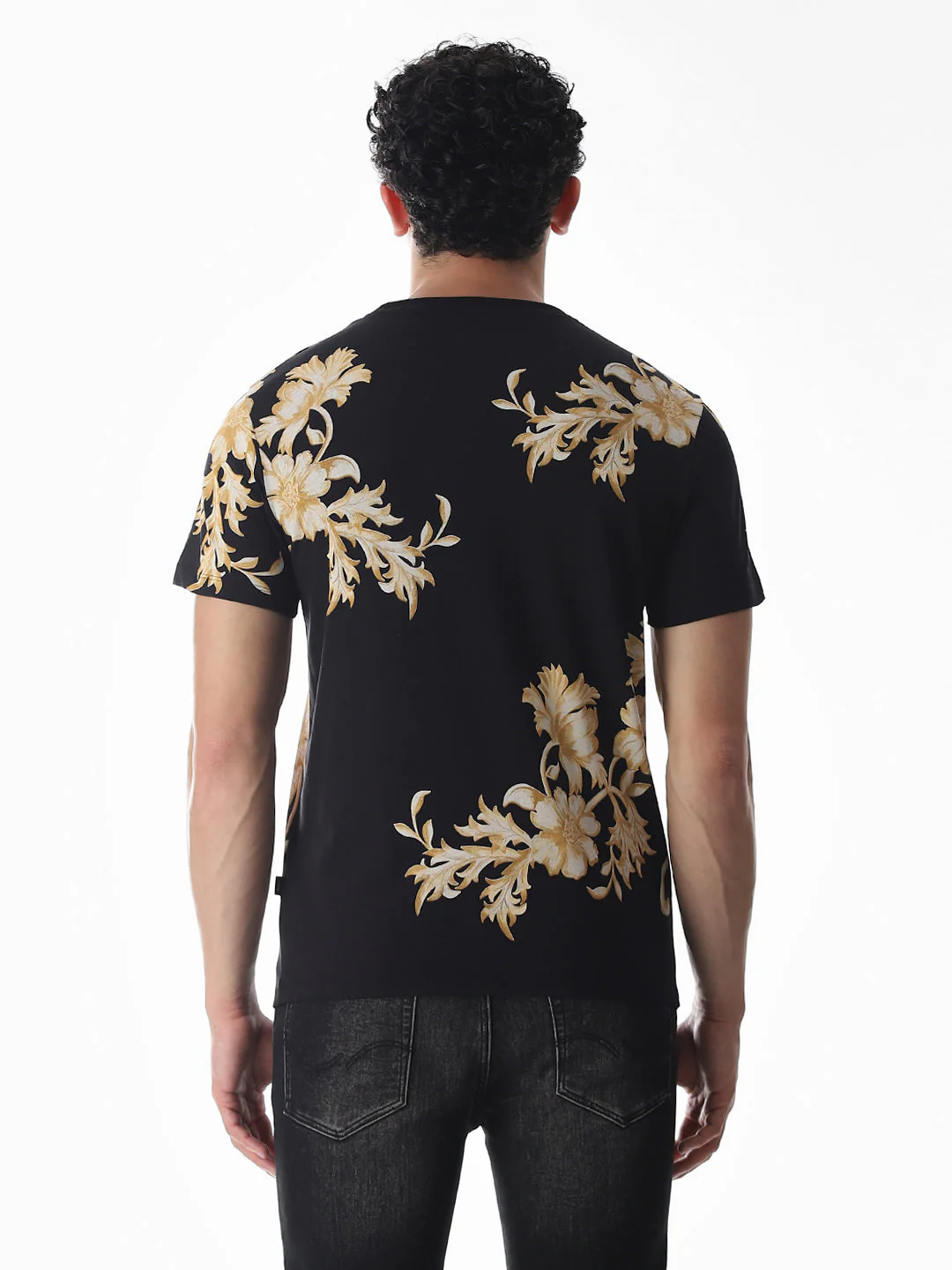 Black Printed Cotton T-shirt - Image 9