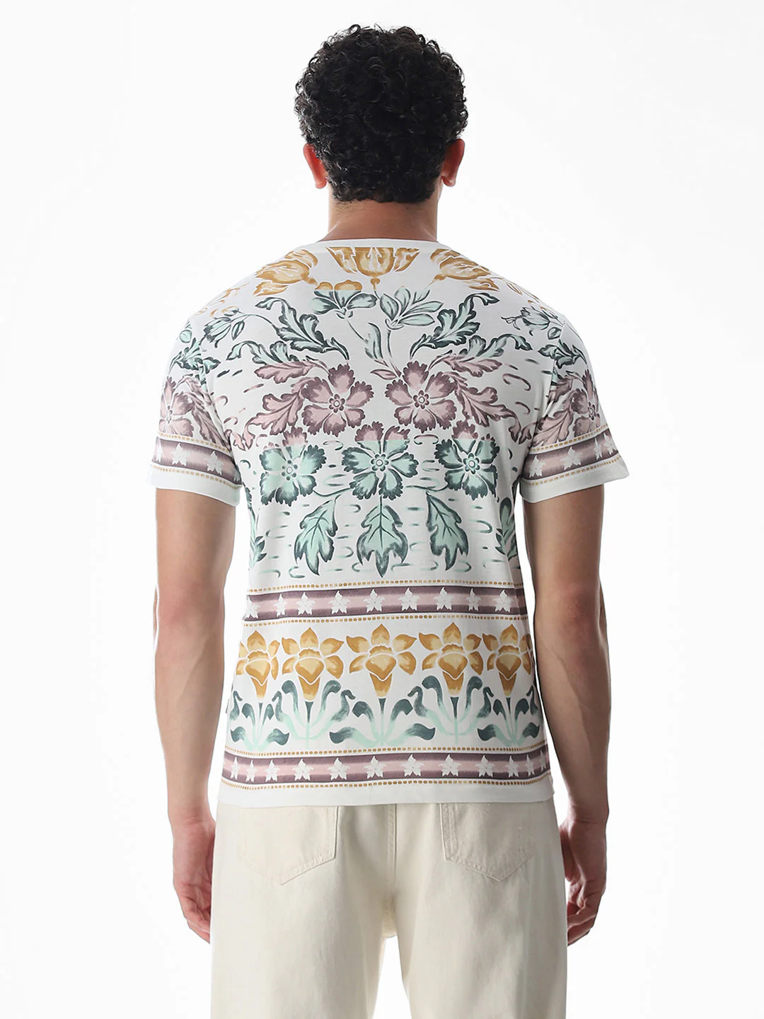 White Printed Cotton T-shirt - Image 9