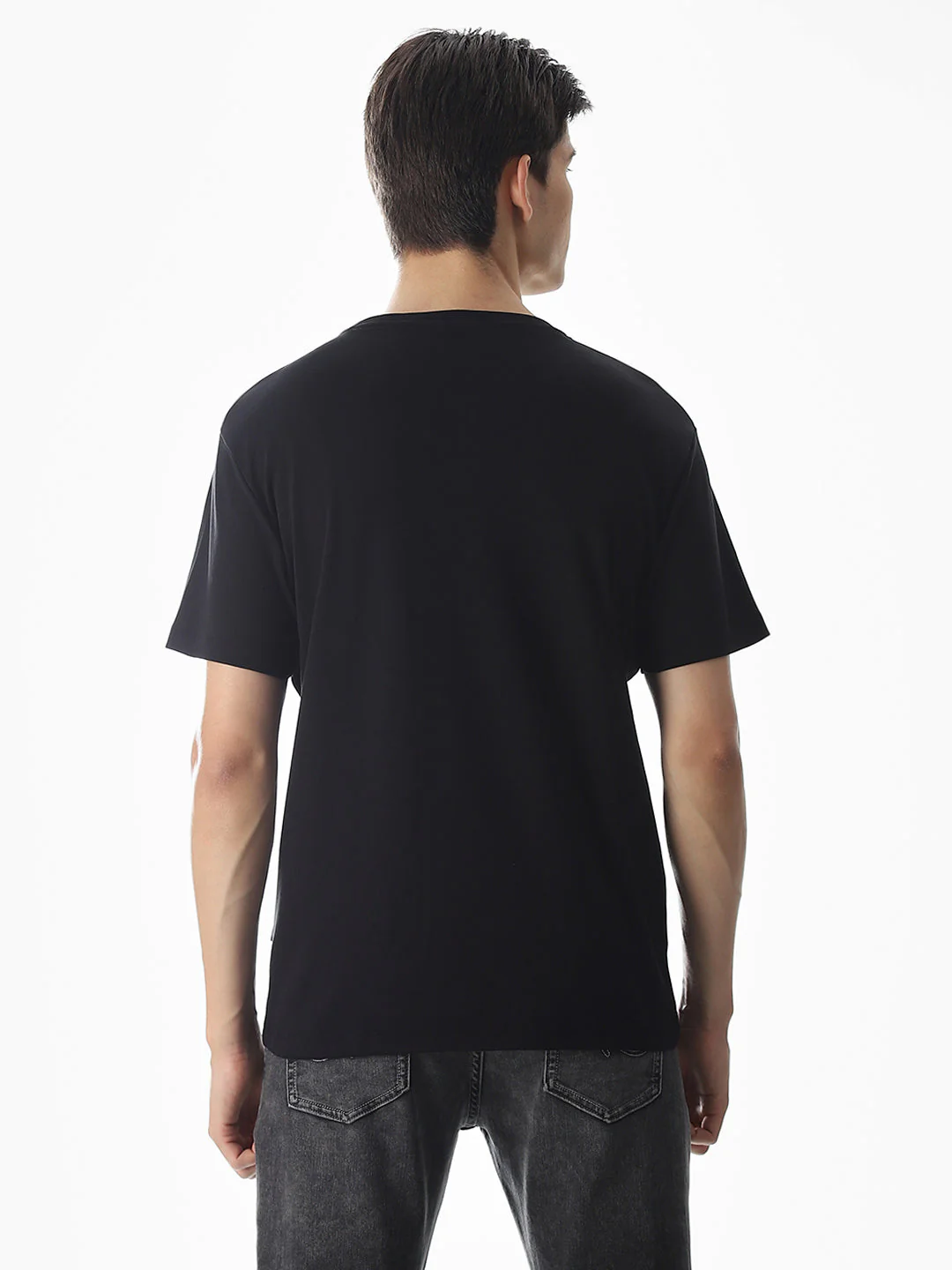 Black Applique Print Cotton T-shirt - Image 4