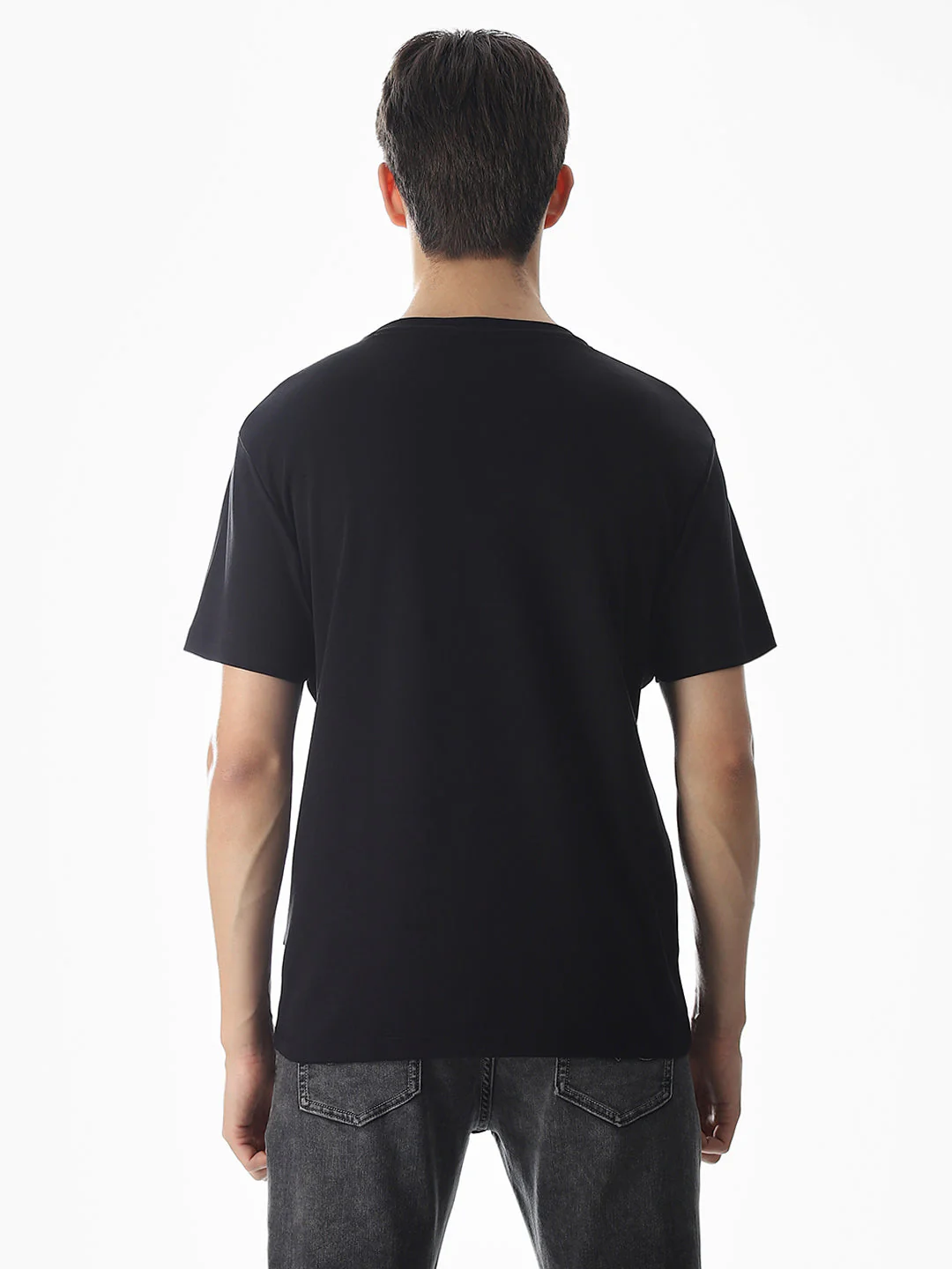 Black Applique Print Cotton T-shirt - Image 9
