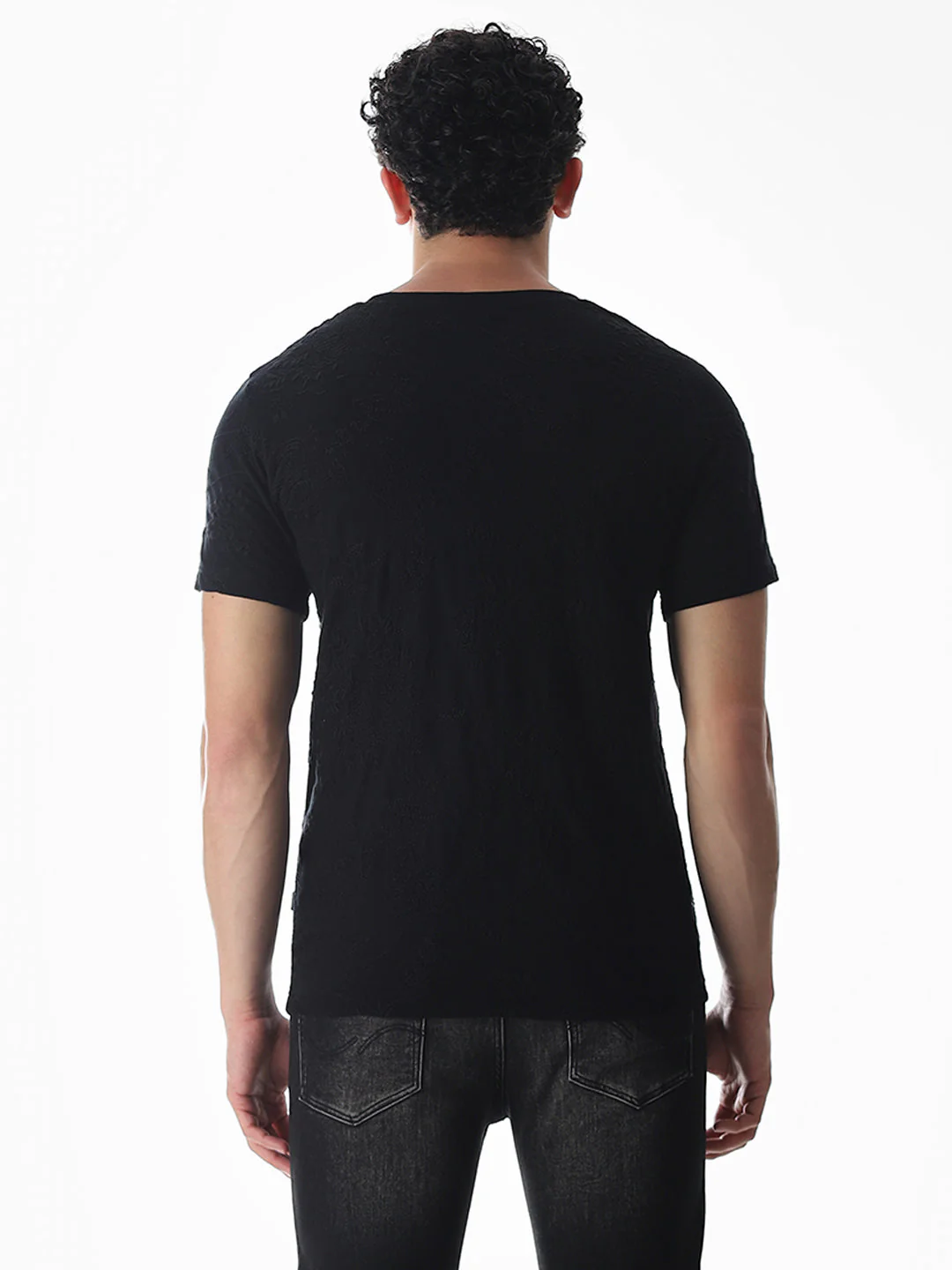 Black Embroidered Cotton T-shirt - Image 9