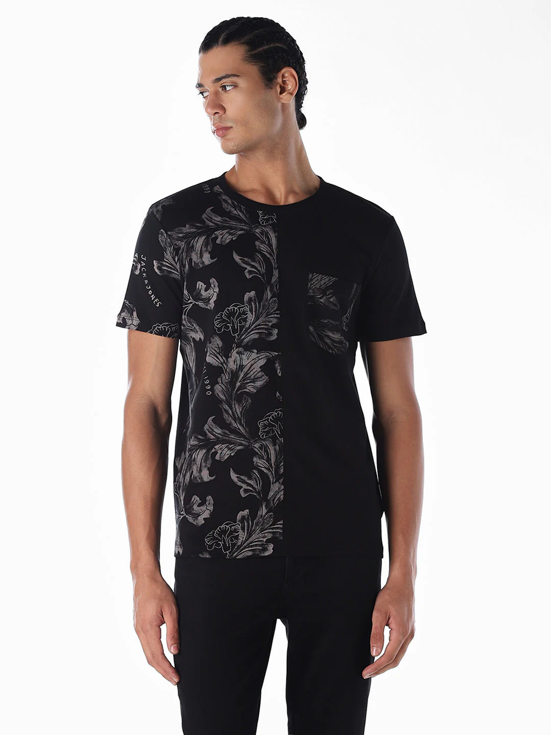 Printed Cotton T-shirt - Black - Image 2