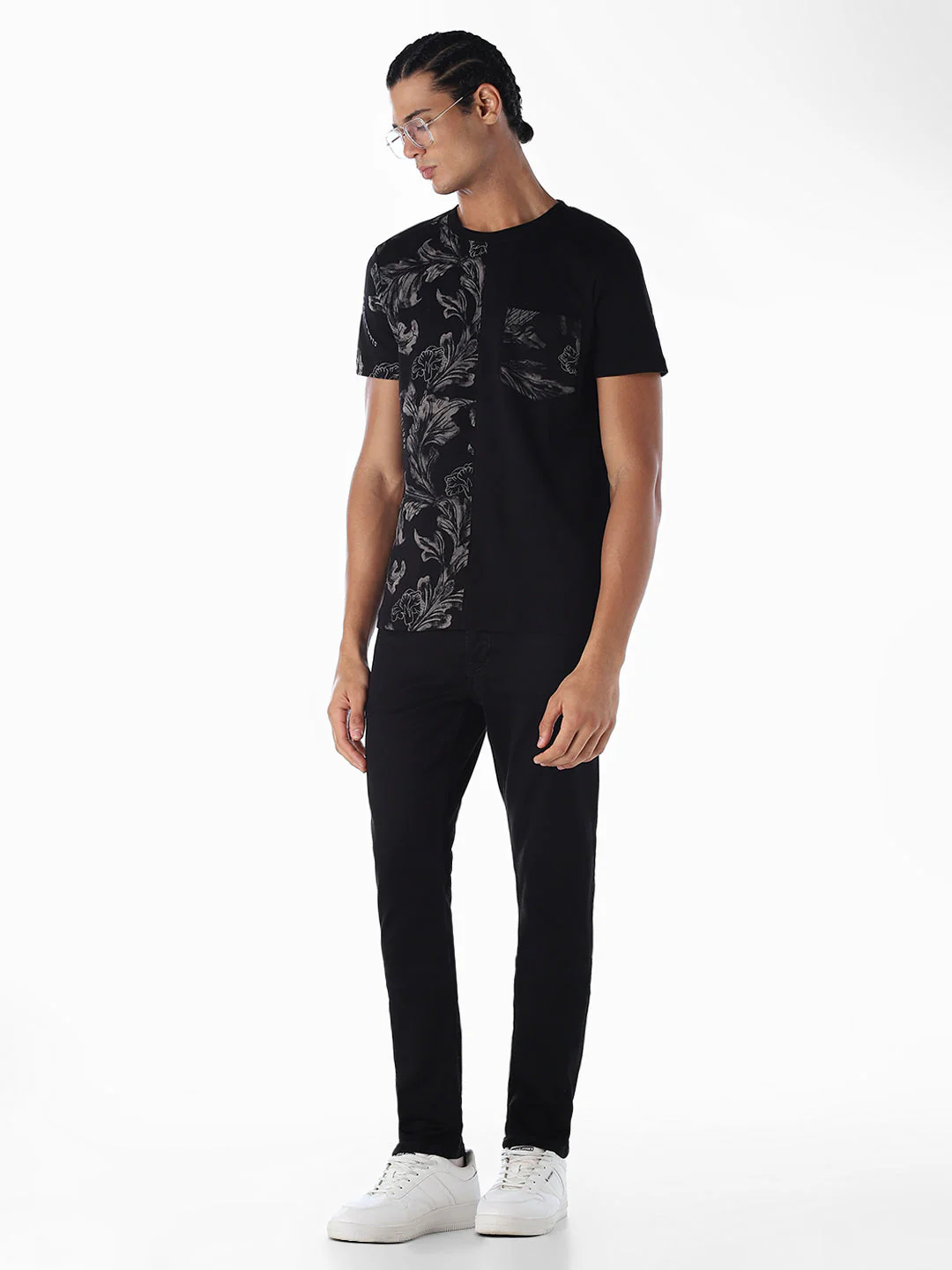 Printed Cotton T-shirt - Black - Image 6