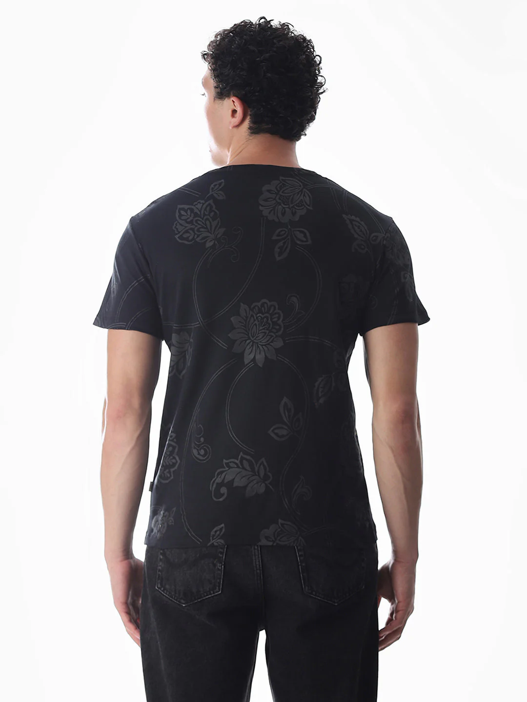 Black Printed Cotton T-shirt - Image 4