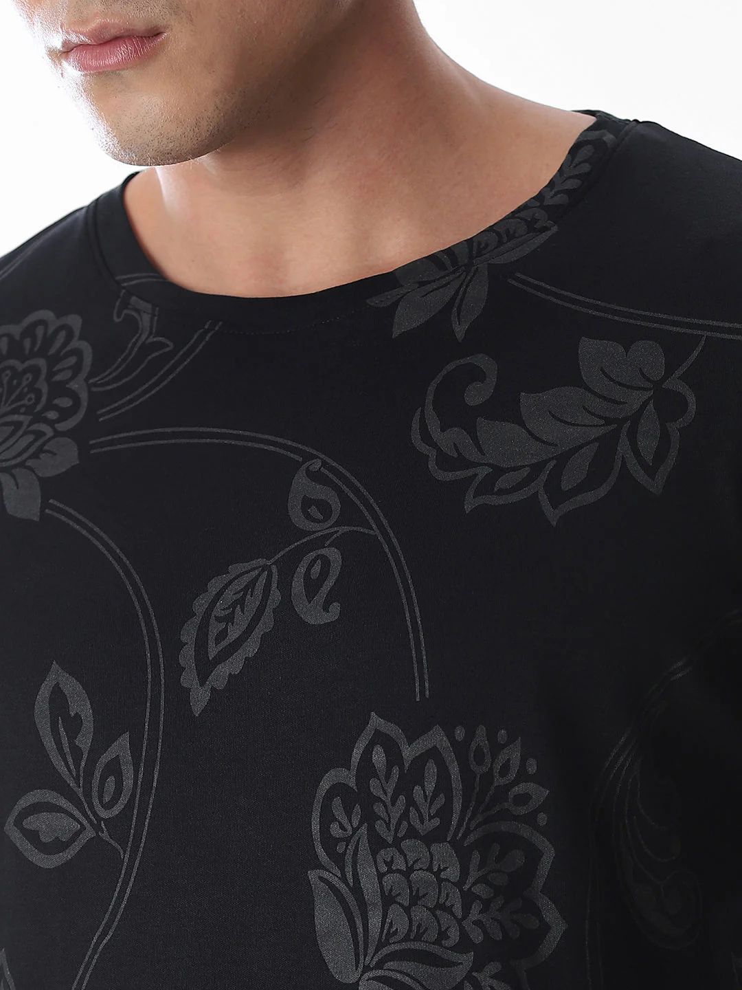 Black Printed Cotton T-shirt - Image 5