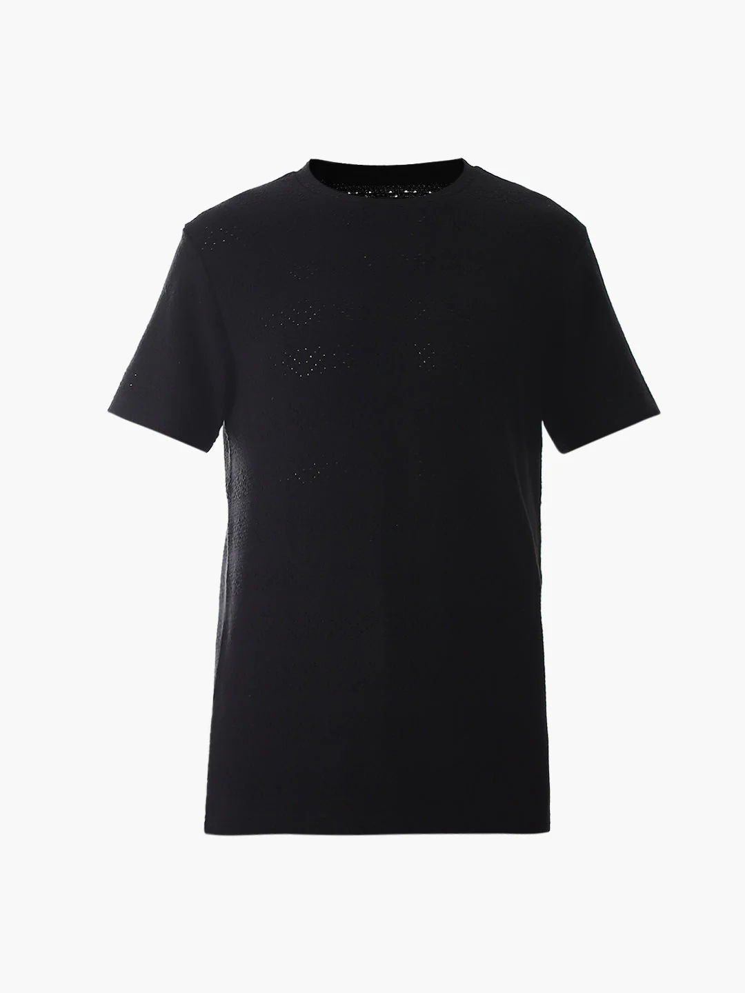 Black Jacquard Crew Neck T-shirt - Image 7