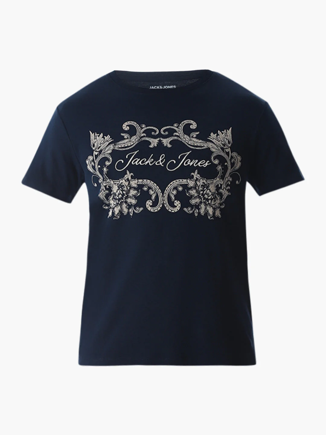 Navy Blue Printed Cotton T-shirt - Image 7