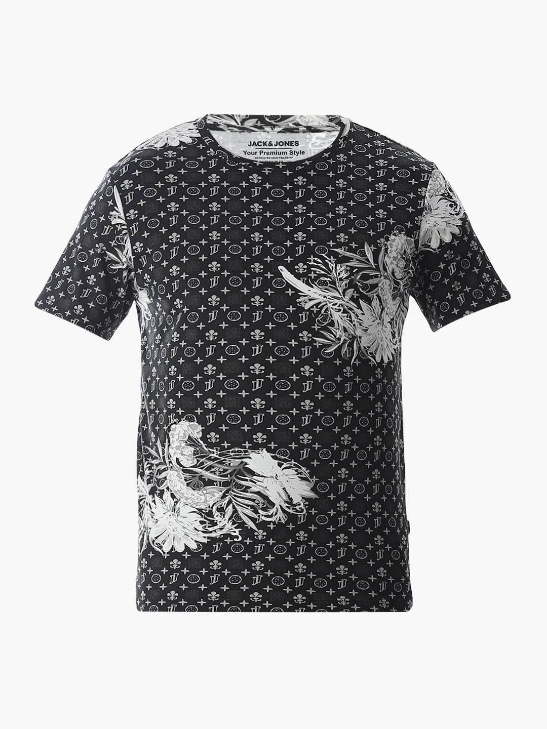 Black Abstract Print Cotton T-shirt - Image 7