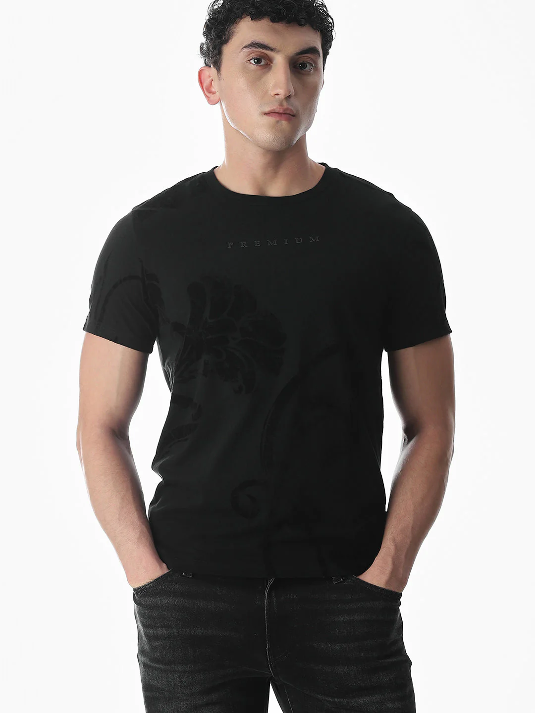 Flock Print Cotton T-shirt