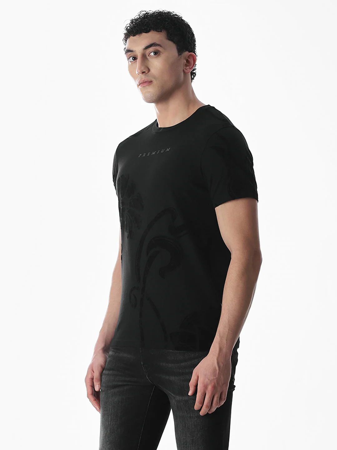 Flock Print Cotton T-shirt - Image 3