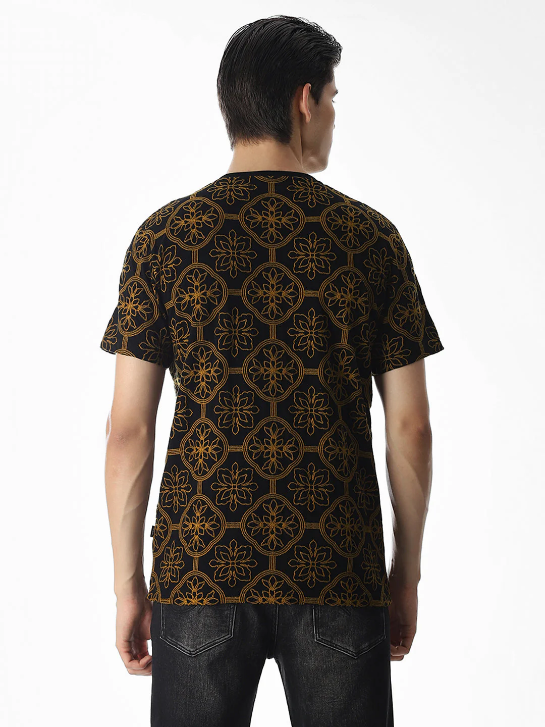 Black Embroidered Cotton T-shirt - Image 4