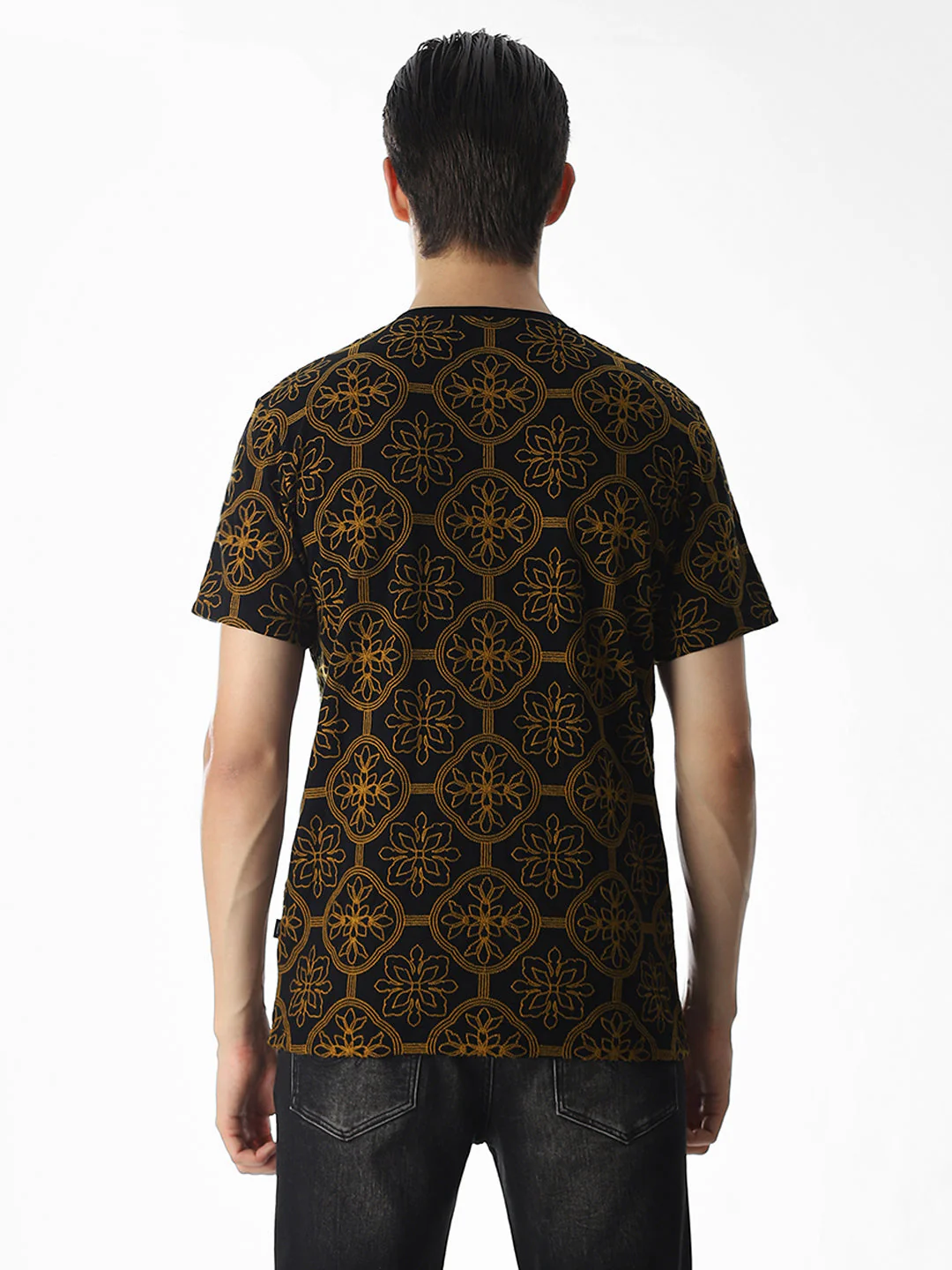 Black Embroidered Cotton T-shirt - Image 9