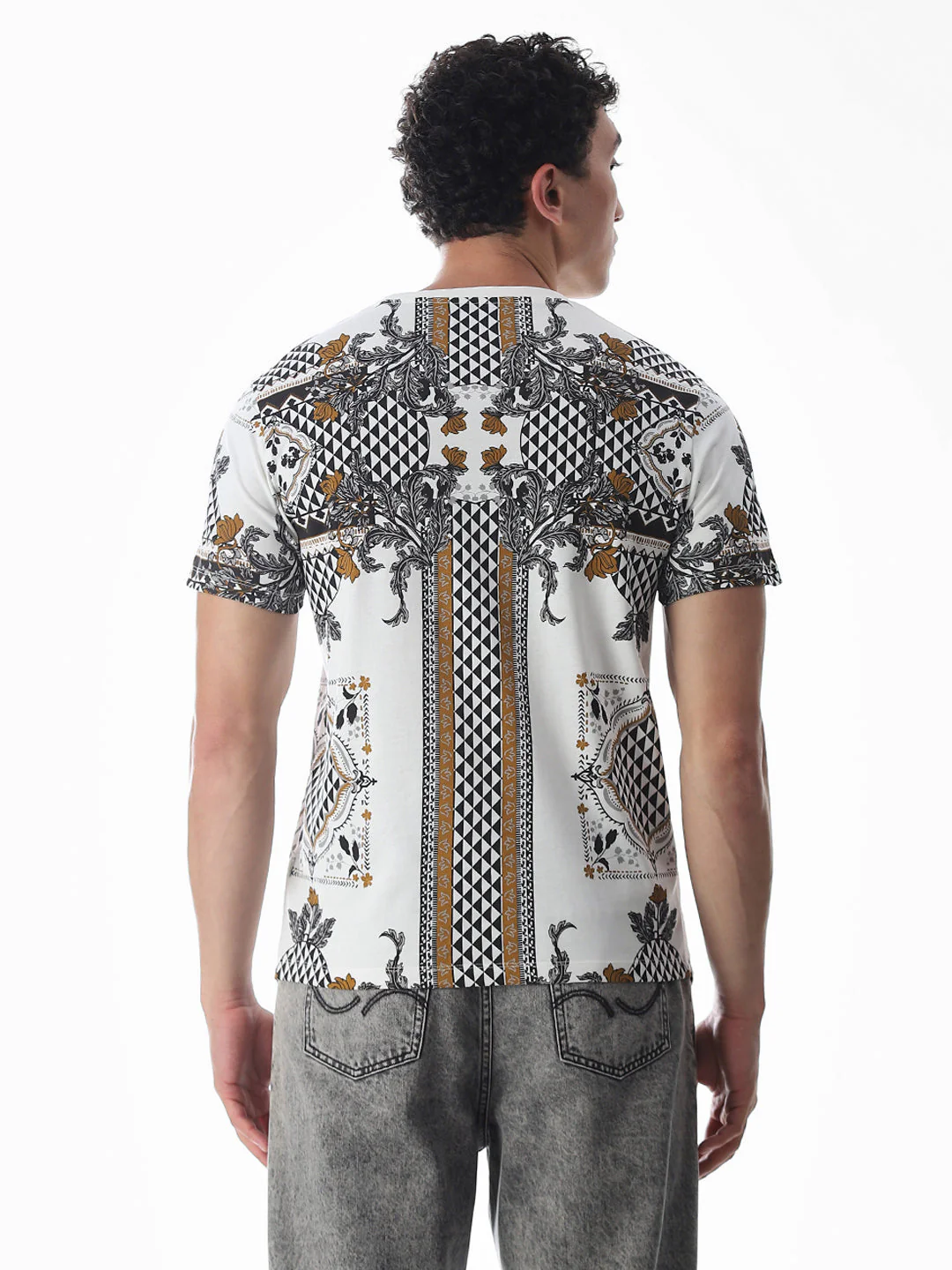 White Printed Cotton T-shirt - Image 4