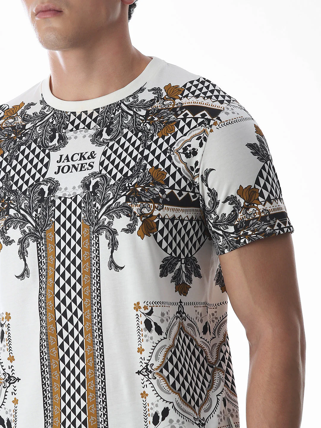 White Printed Cotton T-shirt - Image 5