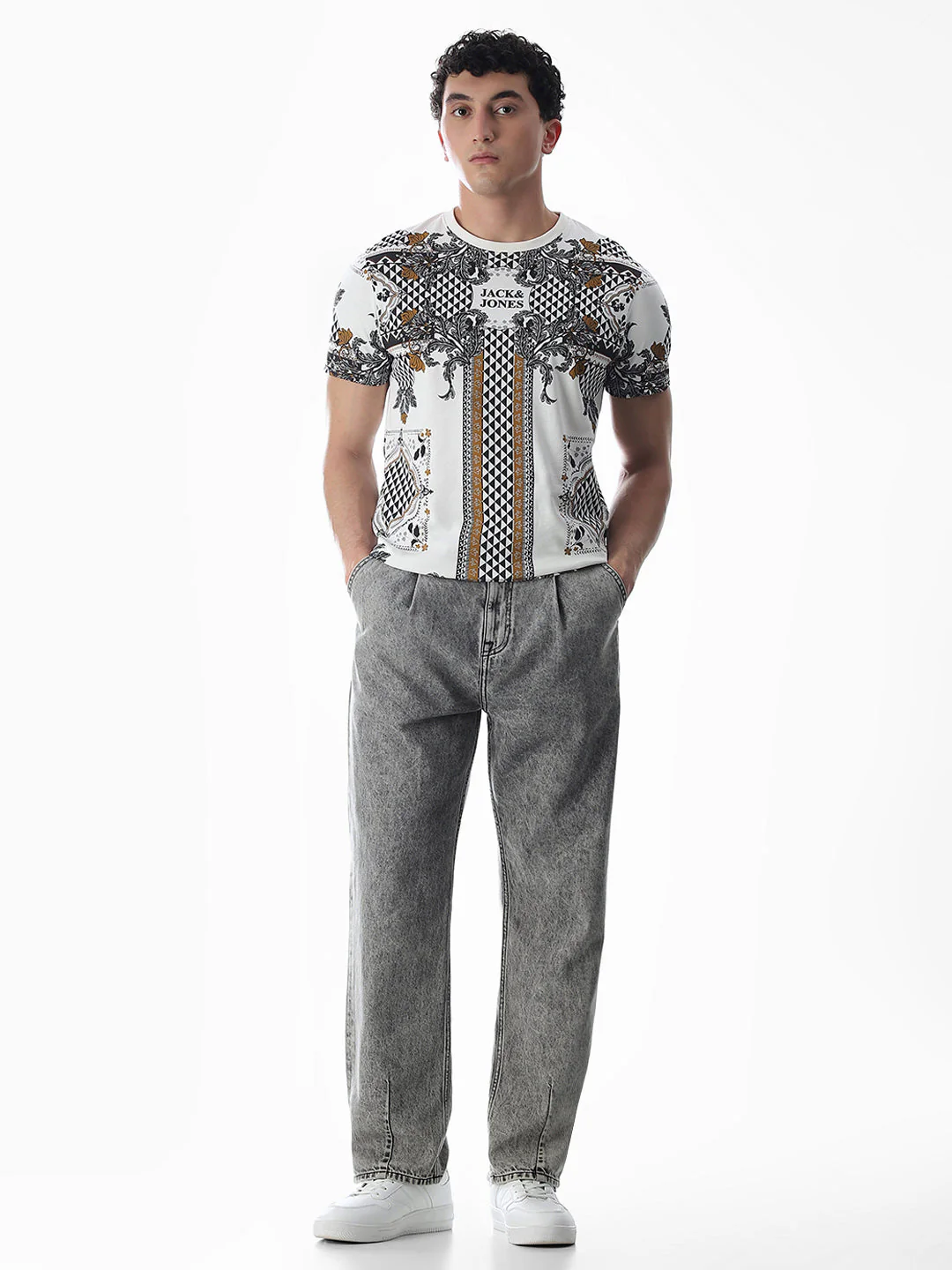 White Printed Cotton T-shirt - Image 6