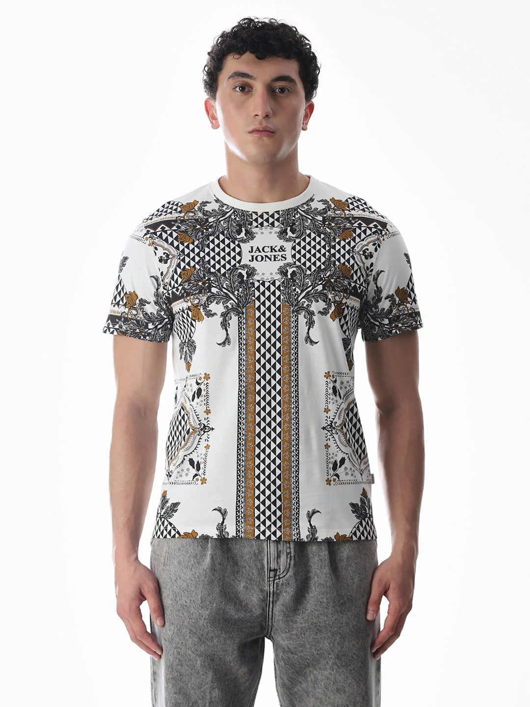 White Printed Cotton T-shirt - Image 8
