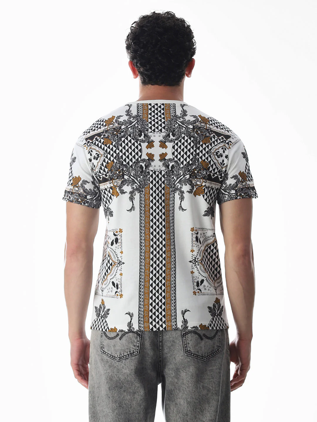 White Printed Cotton T-shirt - Image 9
