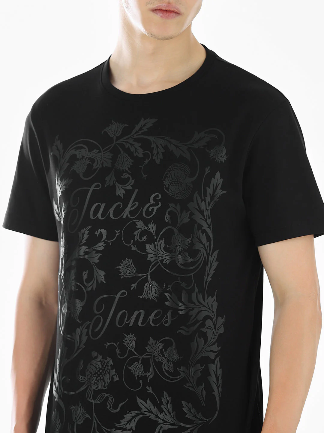 Black Abstract Print Cotton T-shirt - Image 5