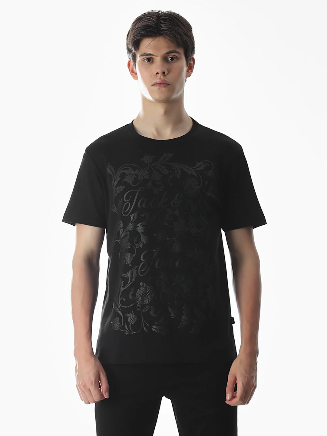 Black Abstract Print Cotton T-shirt - Image 8