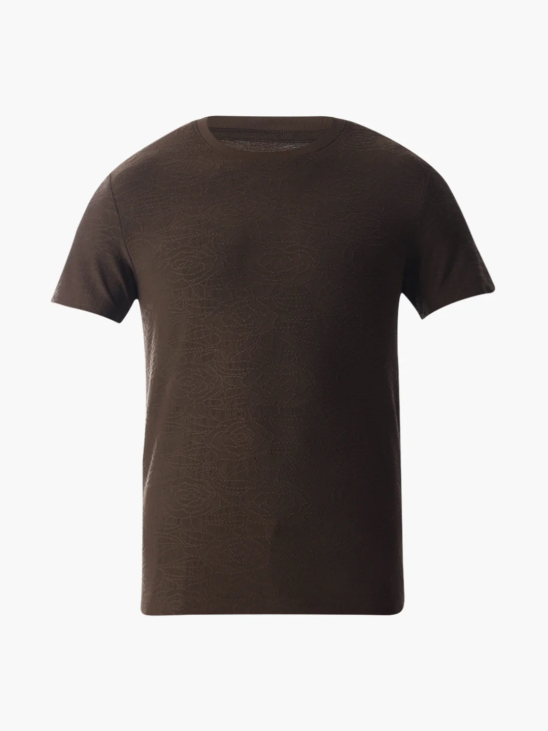 Self-Design Brown Crew Neck T-shirt - Image 7