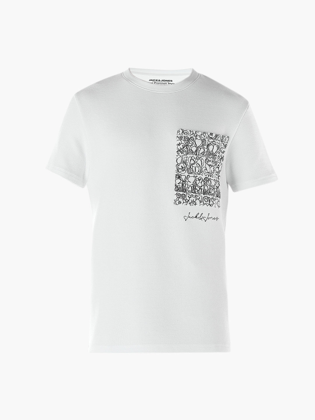 Chest Pocket Crew Neck T-shirt- White - Image 7