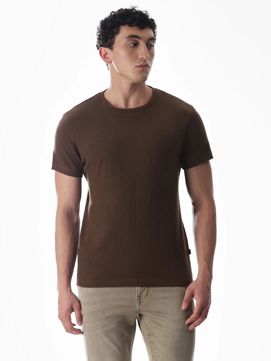 Dark Brown Crew Neck T-shirt - Image 2