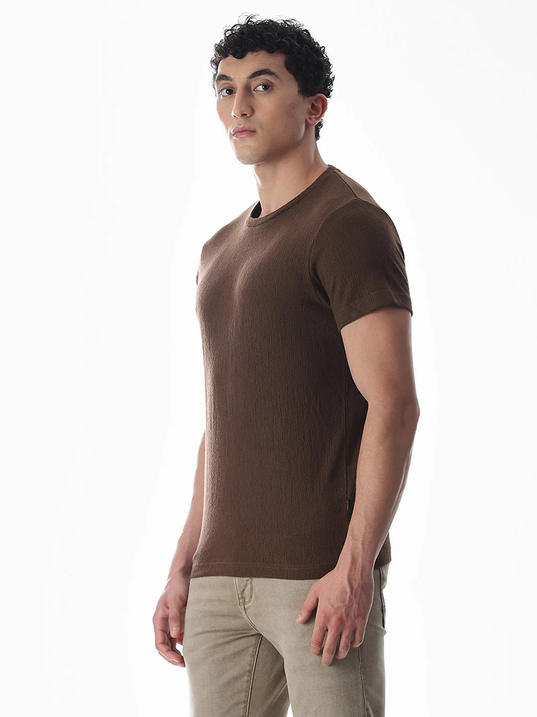 Dark Brown Crew Neck T-shirt - Image 3