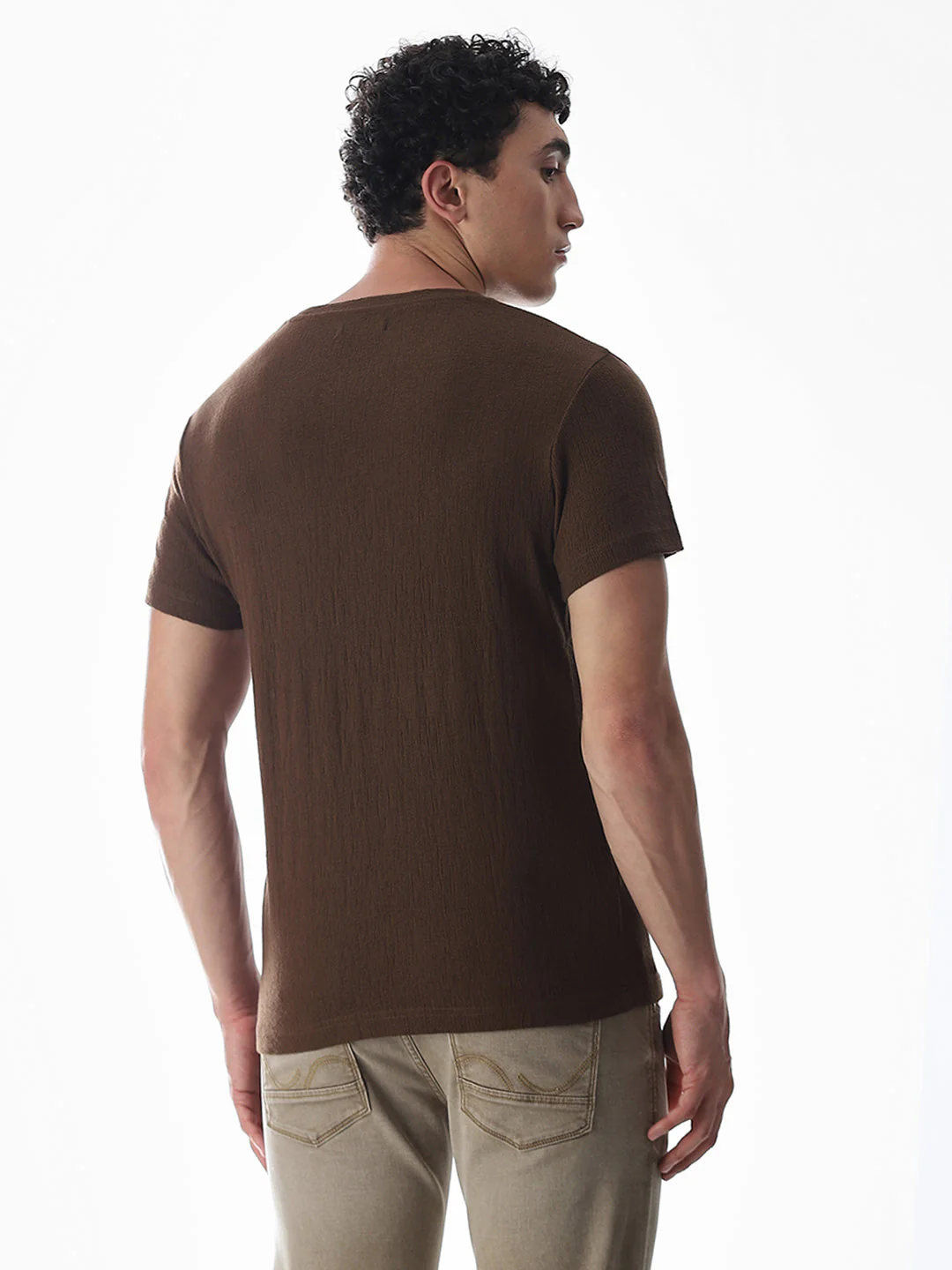 Dark Brown Crew Neck T-shirt - Image 4