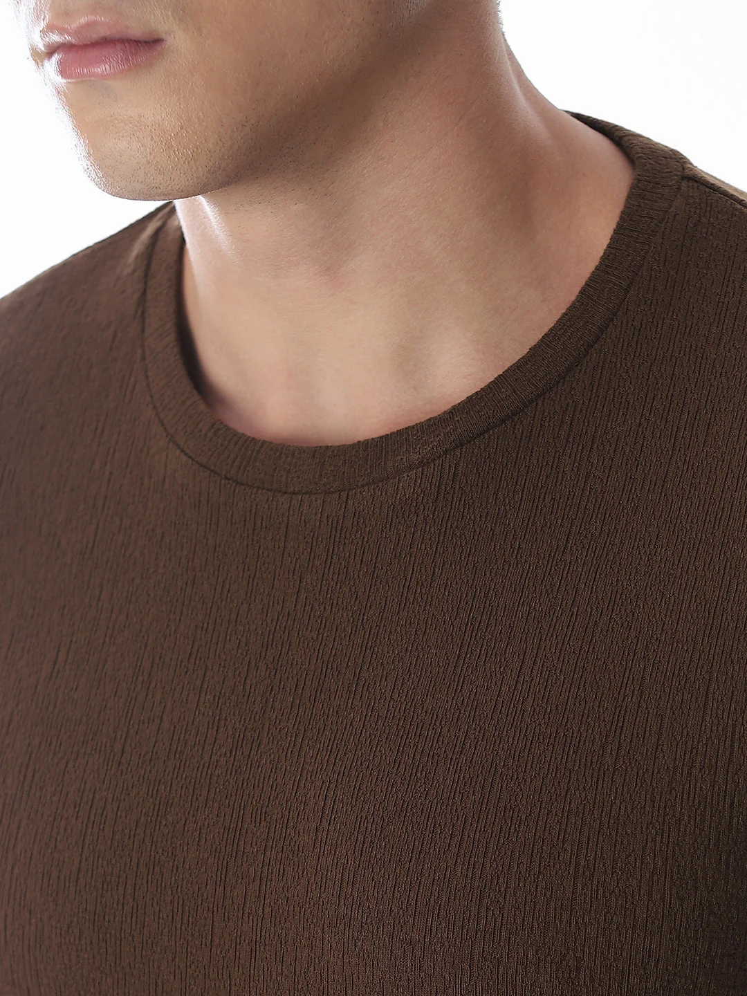 Dark Brown Crew Neck T-shirt - Image 5