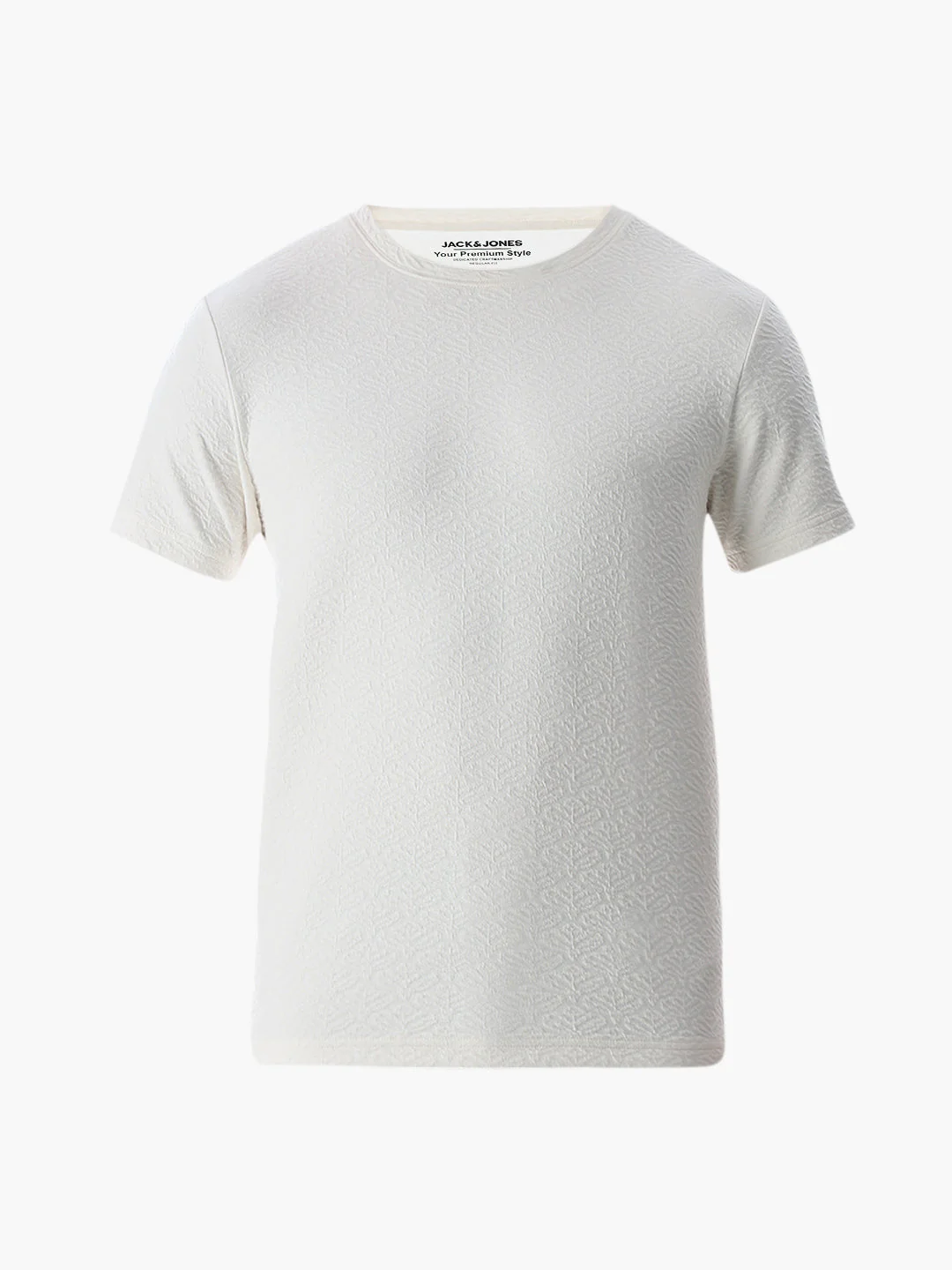 White Jacquard Crew Neck T-shirt - Image 7