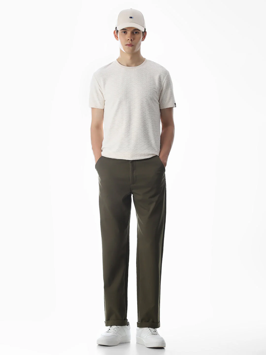 White Jacquard Crew Neck T-shirt - Image 6