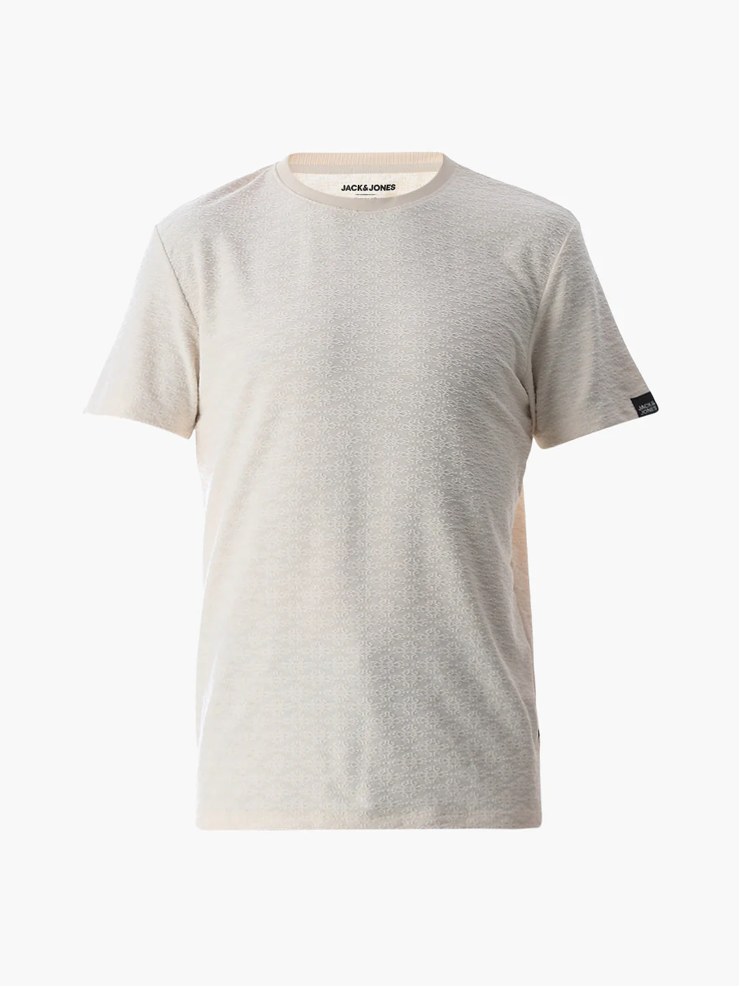 White Jacquard Crew Neck T-shirt - Image 7