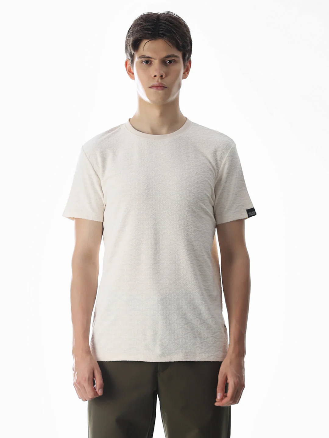 White Jacquard Crew Neck T-shirt - Image 8