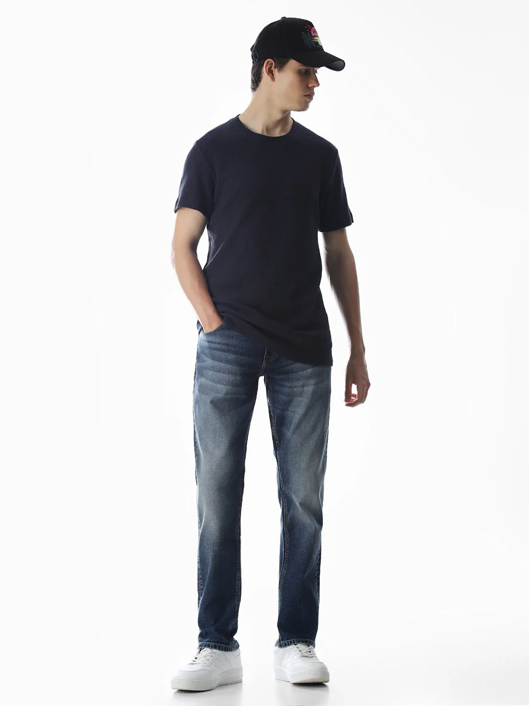 Navy Blue Cotton Crew Neck T-shirt - Image 6