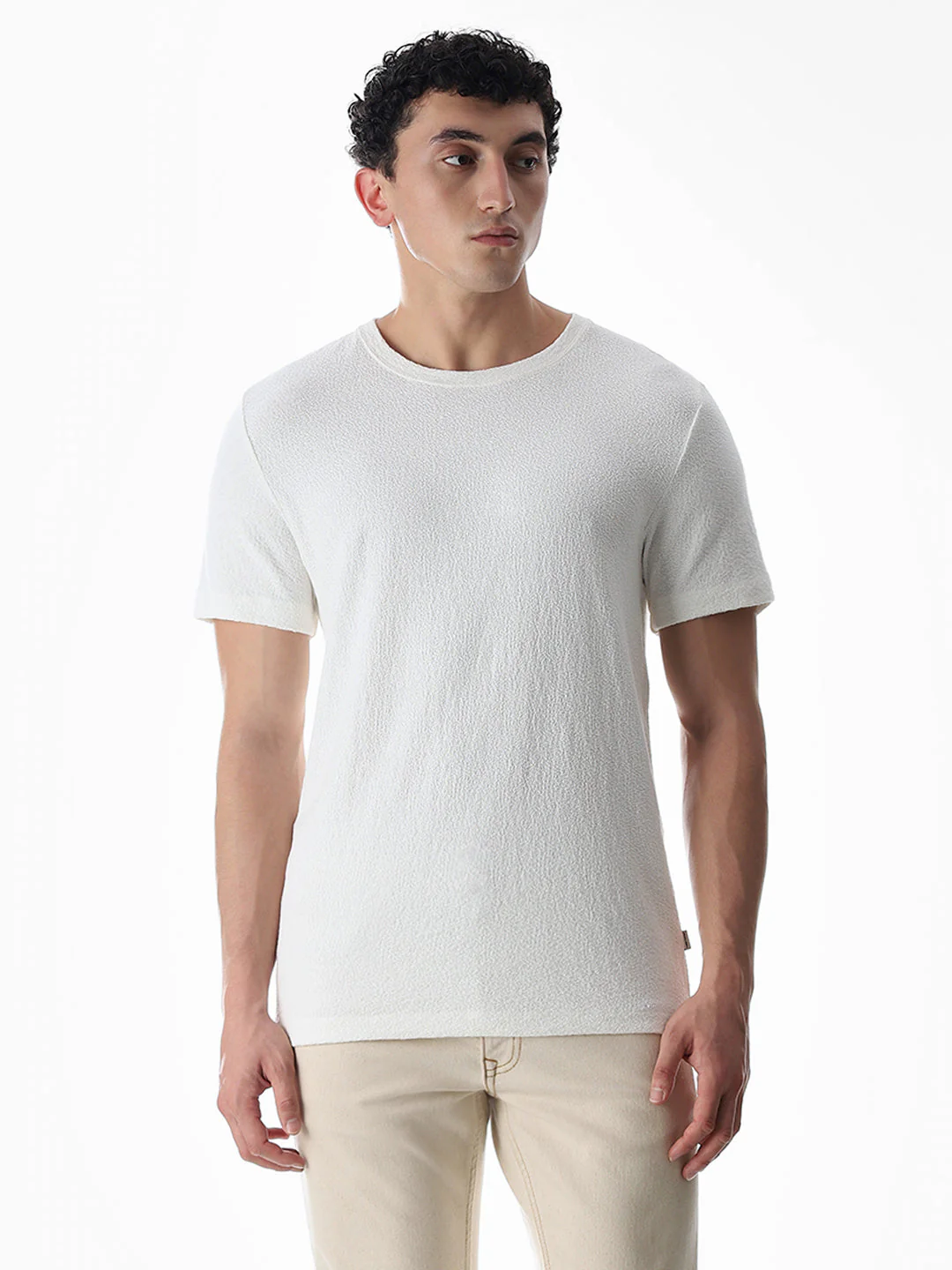 White Cotton Crew Neck T-shirt - Image 2