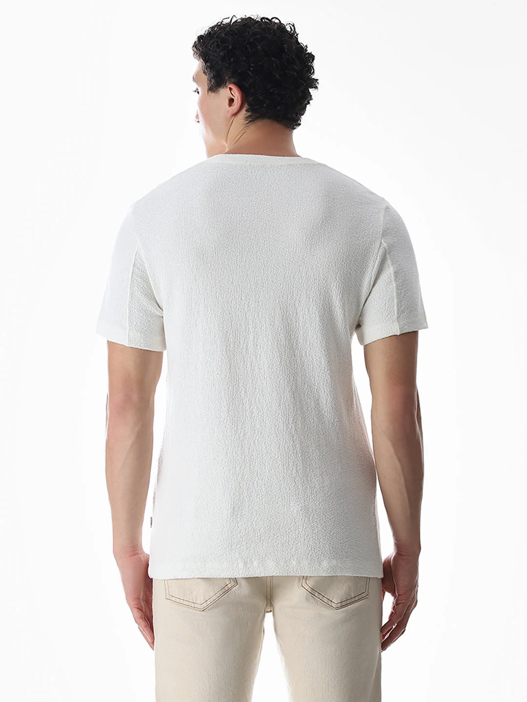 White Cotton Crew Neck T-shirt - Image 4