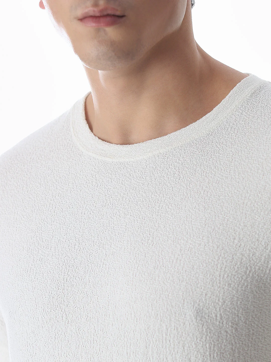 White Cotton Crew Neck T-shirt - Image 5