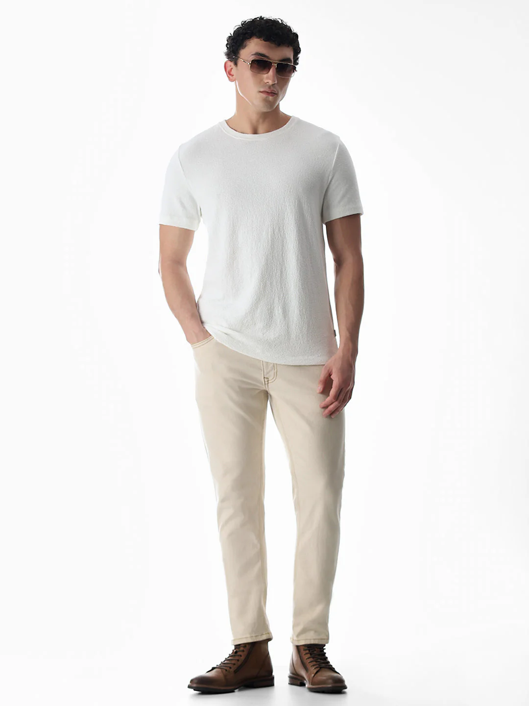 White Cotton Crew Neck T-shirt - Image 6
